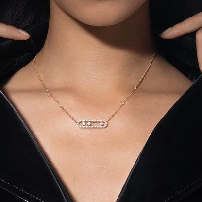 [Plus&Max] Move Pave_ Rose Gold Diamond Necklace