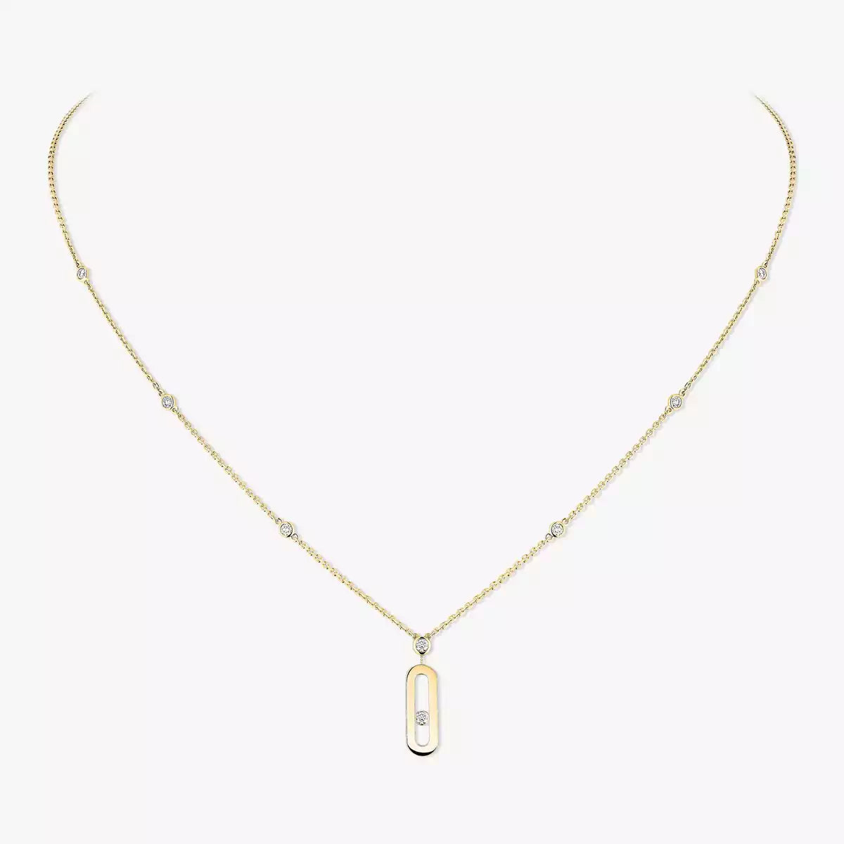 [Plus&Max] Move Uno Gold Diamond Long Necklace