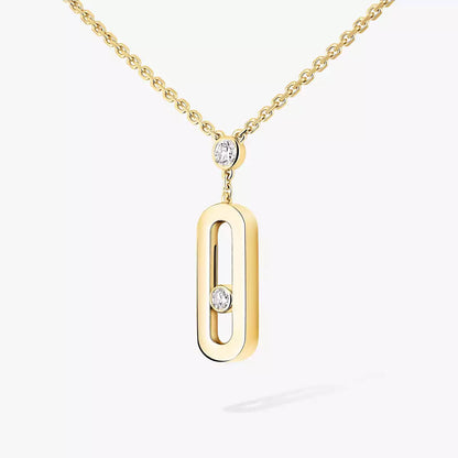 [Plus&Max] Move Uno Gold Diamond Long Necklace