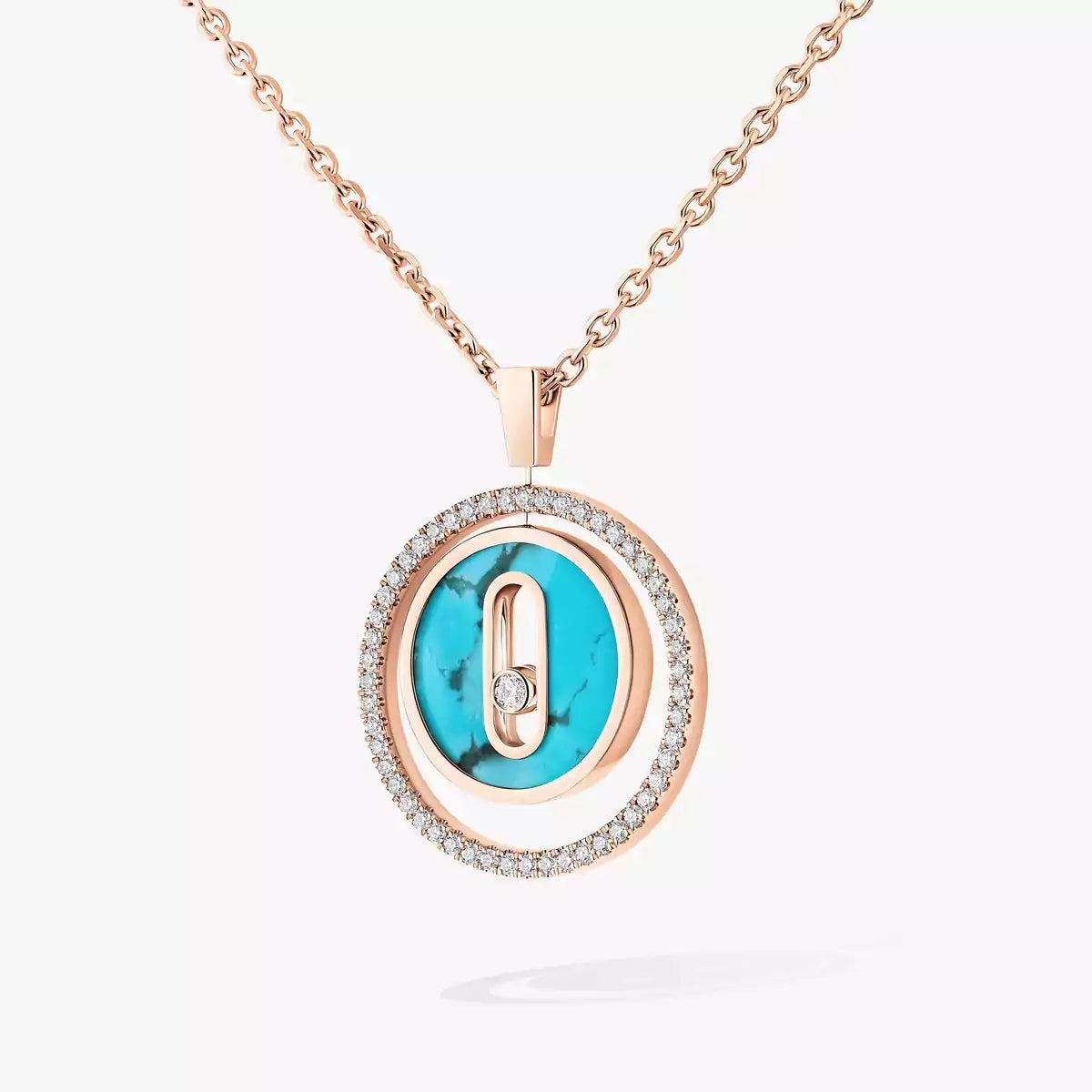 [Plus&Max]Lucky Move Diamond Necklace in Rose Gold and White Mother-of-Pearl