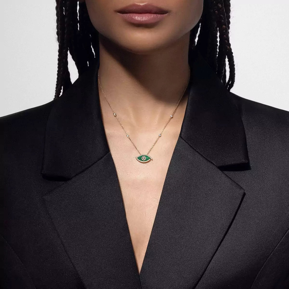 [Plus&Max]Lucky Eye Diamond Necklace in Rose Gold and Turquoise