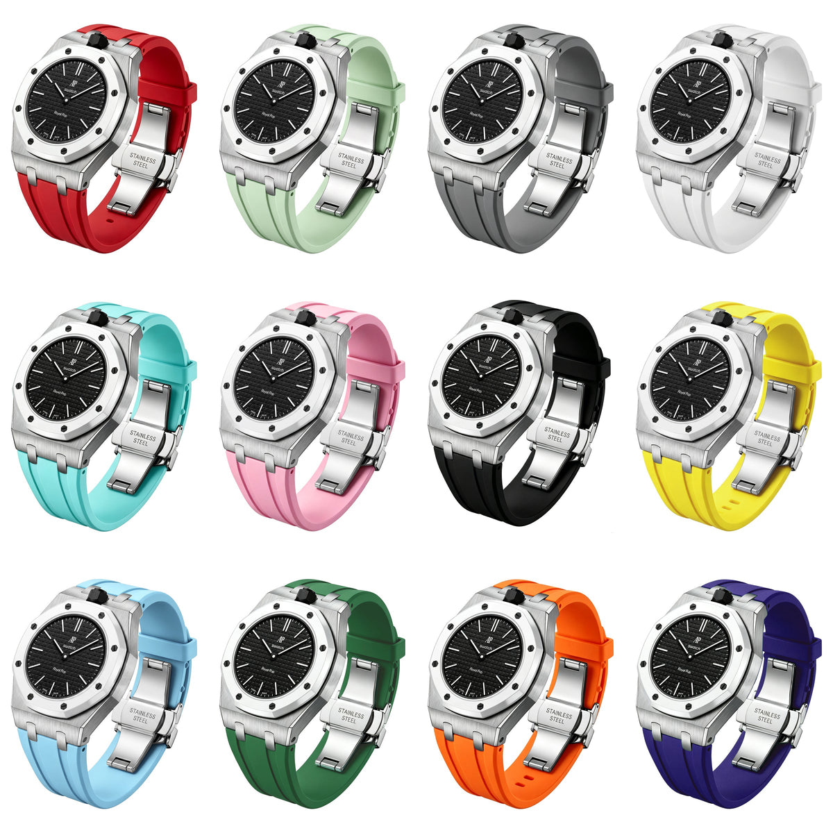 [Plus&Max]Royal Oak Pop Exclusive Steel Case & Silicone Strap With Cradle