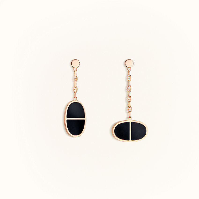 [Plus&Max]CHAINE VERSO BLACK CERAMIC EARRINGS