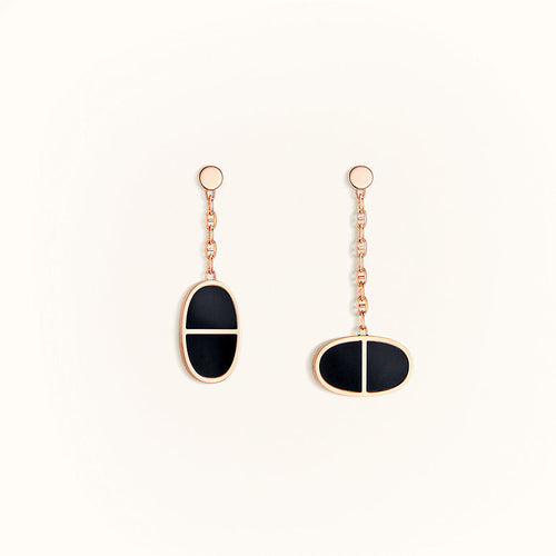 [Plus&Max]CHAINE VERSO BLACK CERAMIC EARRINGS