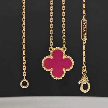 [Plus&Max] NEW CLOVER 15MM PINK ENAMEL NECKLACE