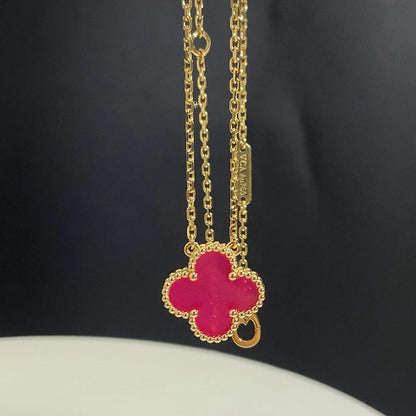 [Plus&Max] NEW CLOVER 15MM PINK ENAMEL NECKLACE