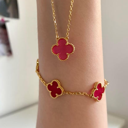 [Plus&Max] NEW CLOVER 15MM PINK ENAMEL NECKLACE