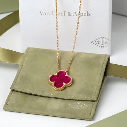 [Plus&Max] NEW CLOVER 15MM PINK ENAMEL NECKLACE