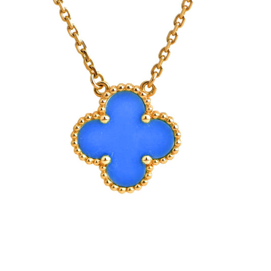 [Plus&Max]CLOVER 15MM BLUE AGATE NECKLACE