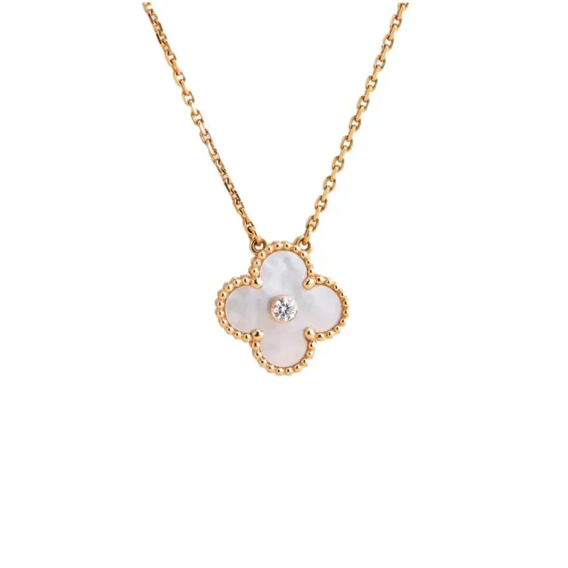 [Plus&Max]CLOVER 15MM DIAMOND WHITE FRITILLARIA NECKLACE