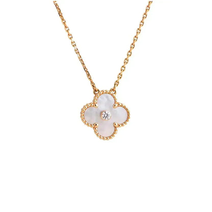 [Plus&Max]CLOVER 15MM DIAMOND WHITE FRITILLARIA NECKLACE