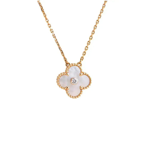 [Plus&Max]CLOVER 15MM DIAMOND WHITE FRITILLARIA NECKLACE