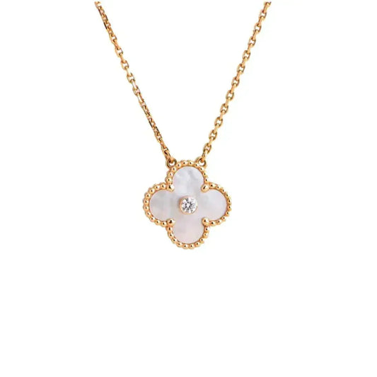 [Plus&Max]CLOVER 15MM DIAMOND WHITE FRITILLARIA NECKLACE