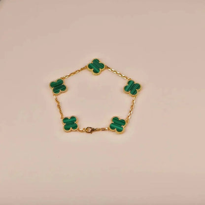 [Plus&Max]LUCKY CLOVER 5-MOTIF BRACELET - MALACHITE COLLECTION