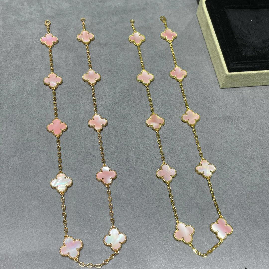 [Plus&Max]CLOVER 10 MOTIFS PINK MOP NECKLACE