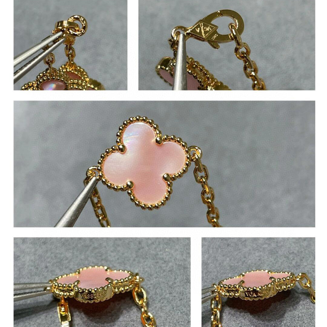 [Plus&Max]CLOVER 10 MOTIFS PINK MOP NECKLACE