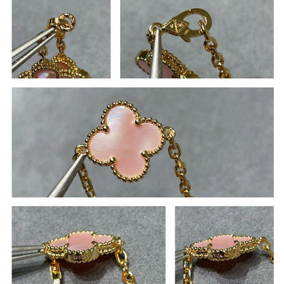[Plus&Max]CLOVER 10 MOTIFS PINK MOP NECKLACE