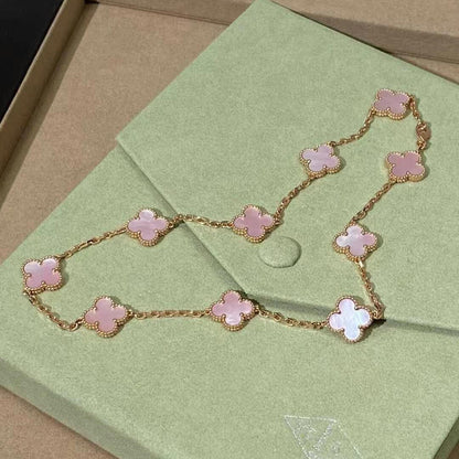 [Plus&Max]CLOVER 10 MOTIFS PINK MOP NECKLACE