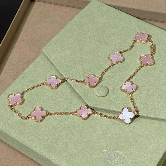 [Plus&Max]CLOVER 10 MOTIFS PINK MOP NECKLACE