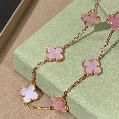 [Plus&Max]CLOVER 10 MOTIFS PINK MOP NECKLACE