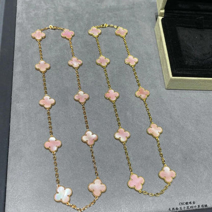[Plus&Max]CLOVER 10 MOTIFS PINK MOP NECKLACE