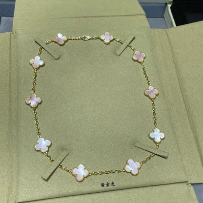 [Plus&Max]CLOVER 10 MOTIFS PINK MOP NECKLACE