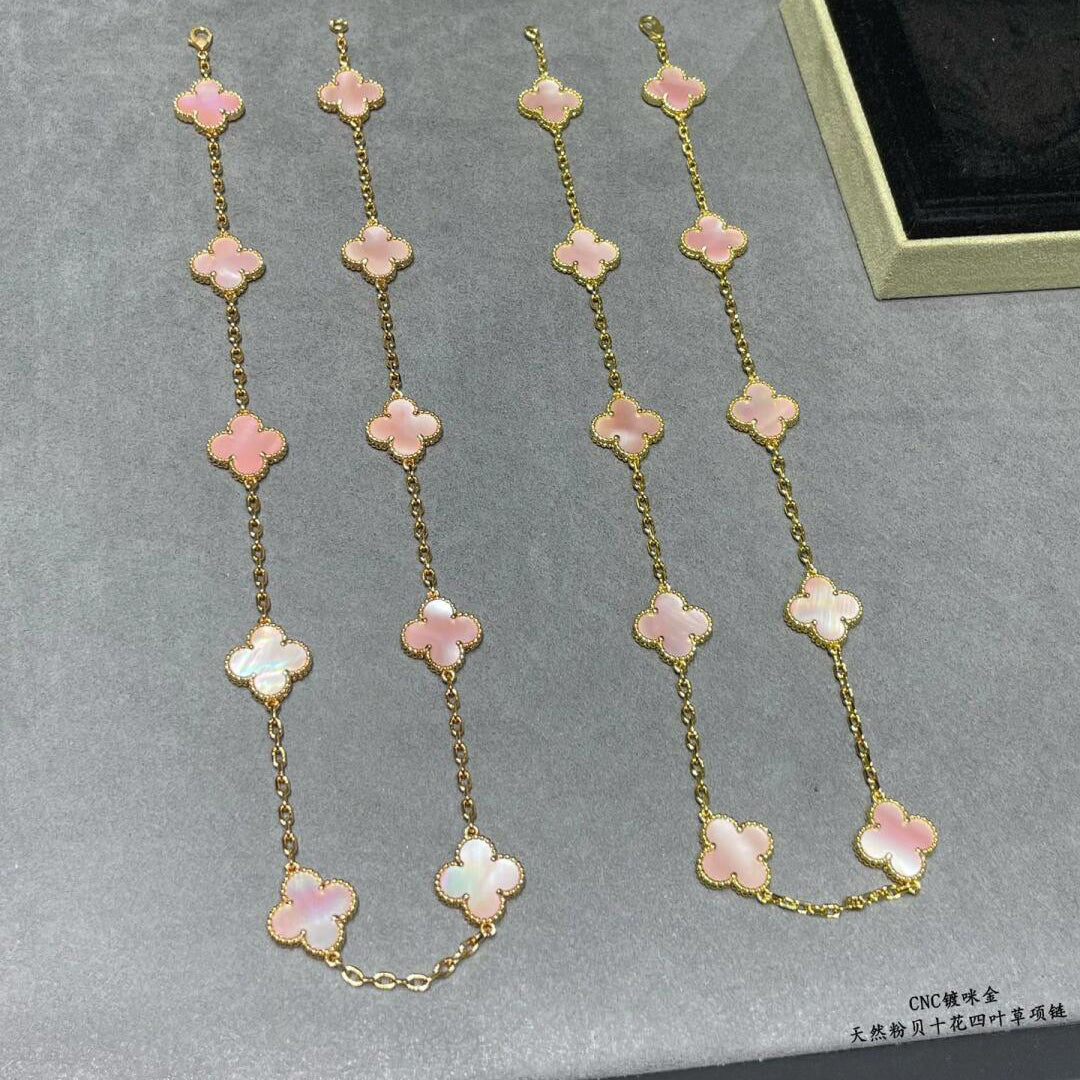[Plus&Max]CLOVER 10 MOTIFS PINK MOP NECKLACE