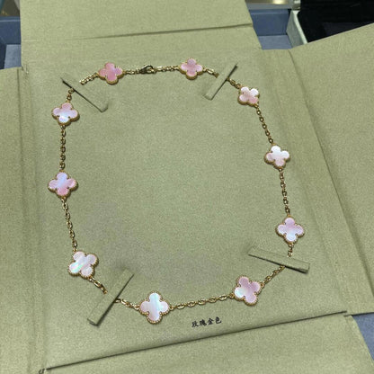 [Plus&Max]CLOVER 10 MOTIFS PINK MOP NECKLACE