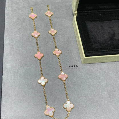 [Plus&Max]CLOVER 10 MOTIFS PINK MOP NECKLACE