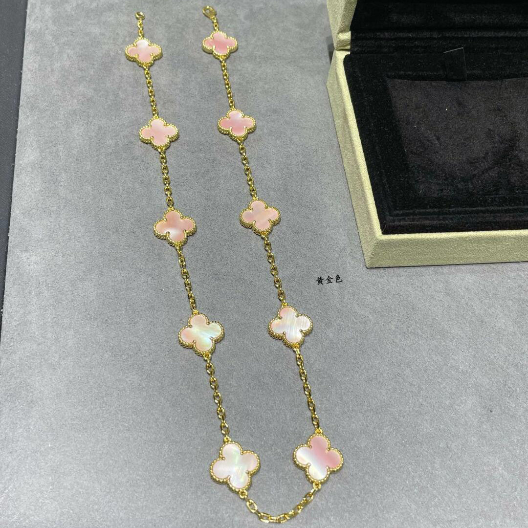 [Plus&Max]CLOVER 10 MOTIFS PINK MOP NECKLACE