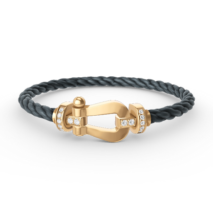 [Plus&Max]FORCE LARGE HORSESHOE HALF DIAMOND BRACELET GOLD