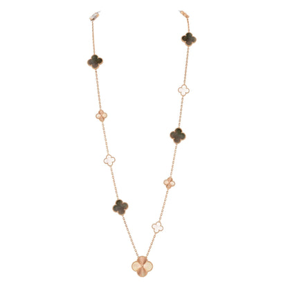 [Plus&Max]DETACHABLE CLOVER 15(11+4) FLOWER ROSE GOLD NECKLACE SET