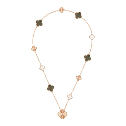 [Plus&Max]DETACHABLE CLOVER 15(11+4) FLOWER ROSE GOLD NECKLACE SET