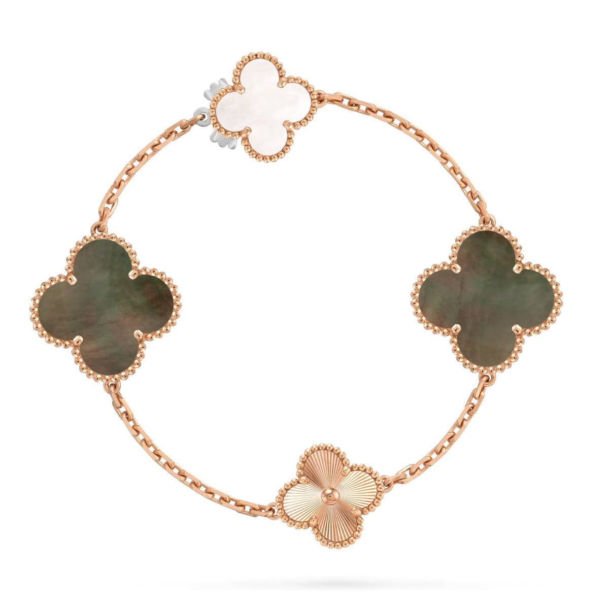 [Plus&Max]DETACHABLE CLOVER 15(11+4) FLOWER ROSE GOLD NECKLACE SET