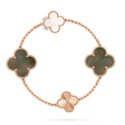 [Plus&Max]DETACHABLE CLOVER 15(11+4) FLOWER ROSE GOLD NECKLACE SET