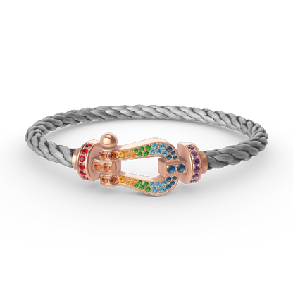 [Plus&Max]FORCE LARGE HORSESHOE  COLORED DIAMOND BRACELET ROSE GOLD