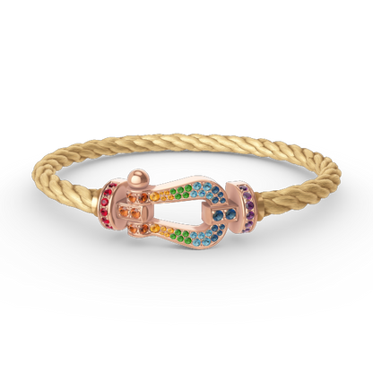 [Plus&Max]FORCE LARGE HORSESHOE  COLORED DIAMOND BRACELET ROSE GOLD