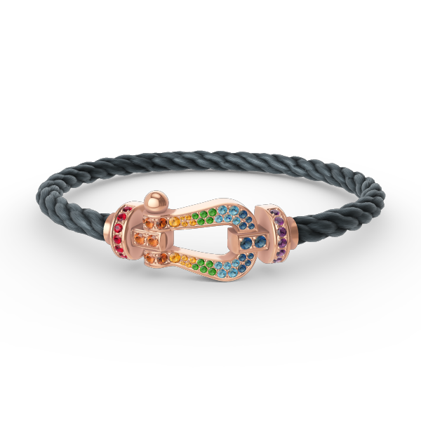 [Plus&Max]FORCE LARGE HORSESHOE  COLORED DIAMOND BRACELET ROSE GOLD