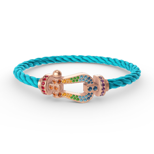 [Plus&Max]FORCE LARGE HORSESHOE  COLORED DIAMOND BRACELET ROSE GOLD