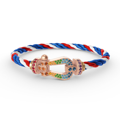 [Plus&Max]FORCE LARGE HORSESHOE  COLORED DIAMOND BRACELET ROSE GOLD