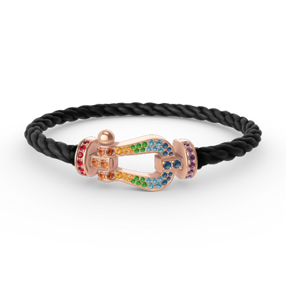 [Plus&Max]FORCE LARGE HORSESHOE  COLORED DIAMOND BRACELET ROSE GOLD