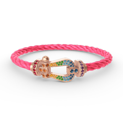 [Plus&Max]FORCE LARGE HORSESHOE  COLORED DIAMOND BRACELET ROSE GOLD