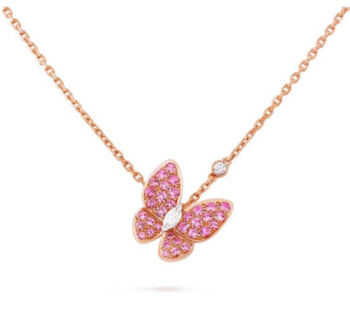 [Plus&Max]BUTTERFLY RED DIAMOND ROSE GOLD NECKLACE