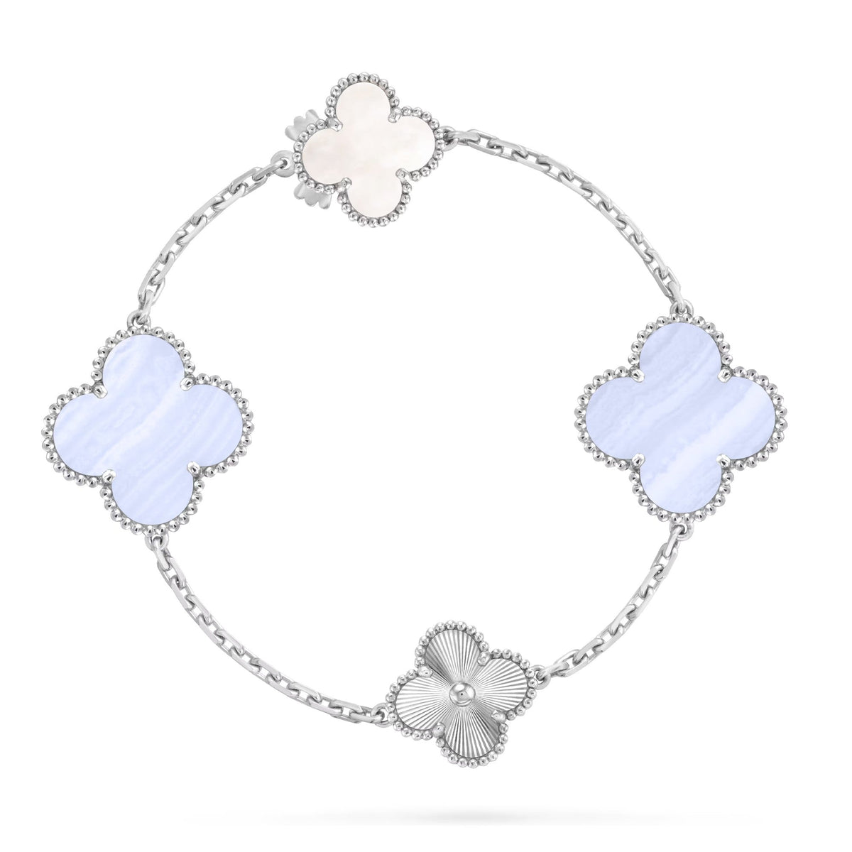[Plus&Max]DETACHABLE CLOVER 15(11+4) FLOWER SILVER NECKLACE SET