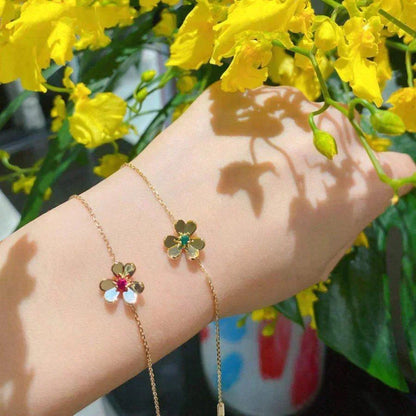 [Plus&Max]FRIVOLE GOLD FLOWER PINK MALACHITE BRACELET