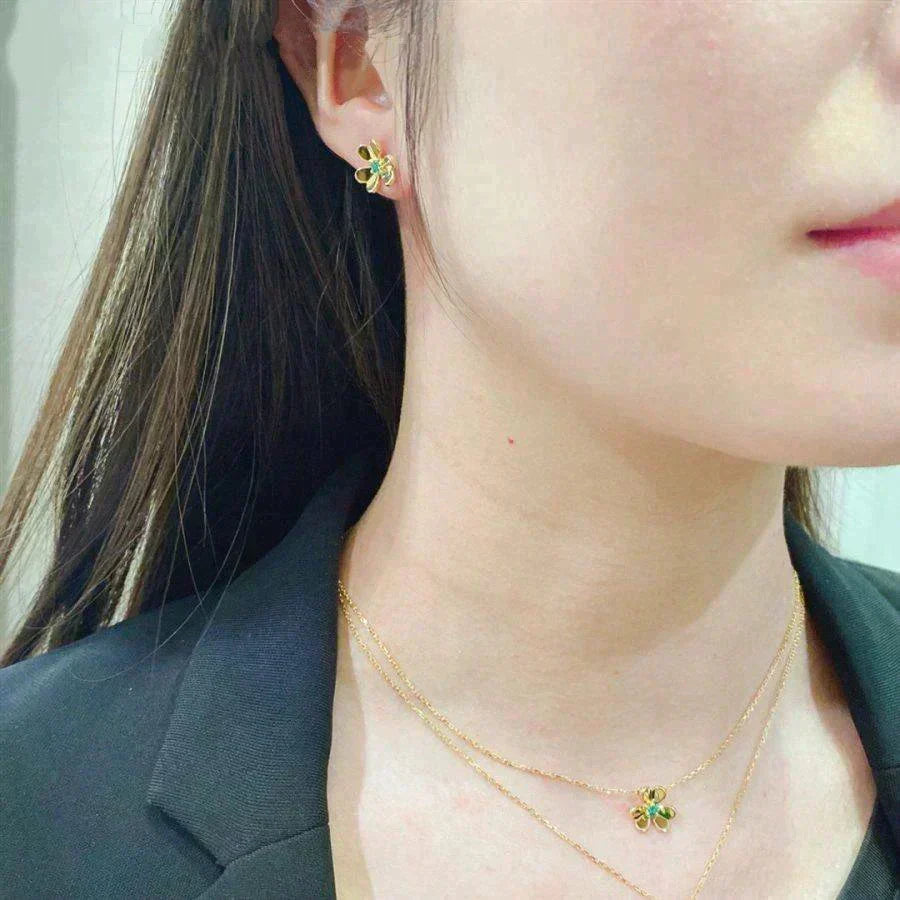 [Plus&Max]FRIVOLE  FLOWER MALACHITE EARRINGS