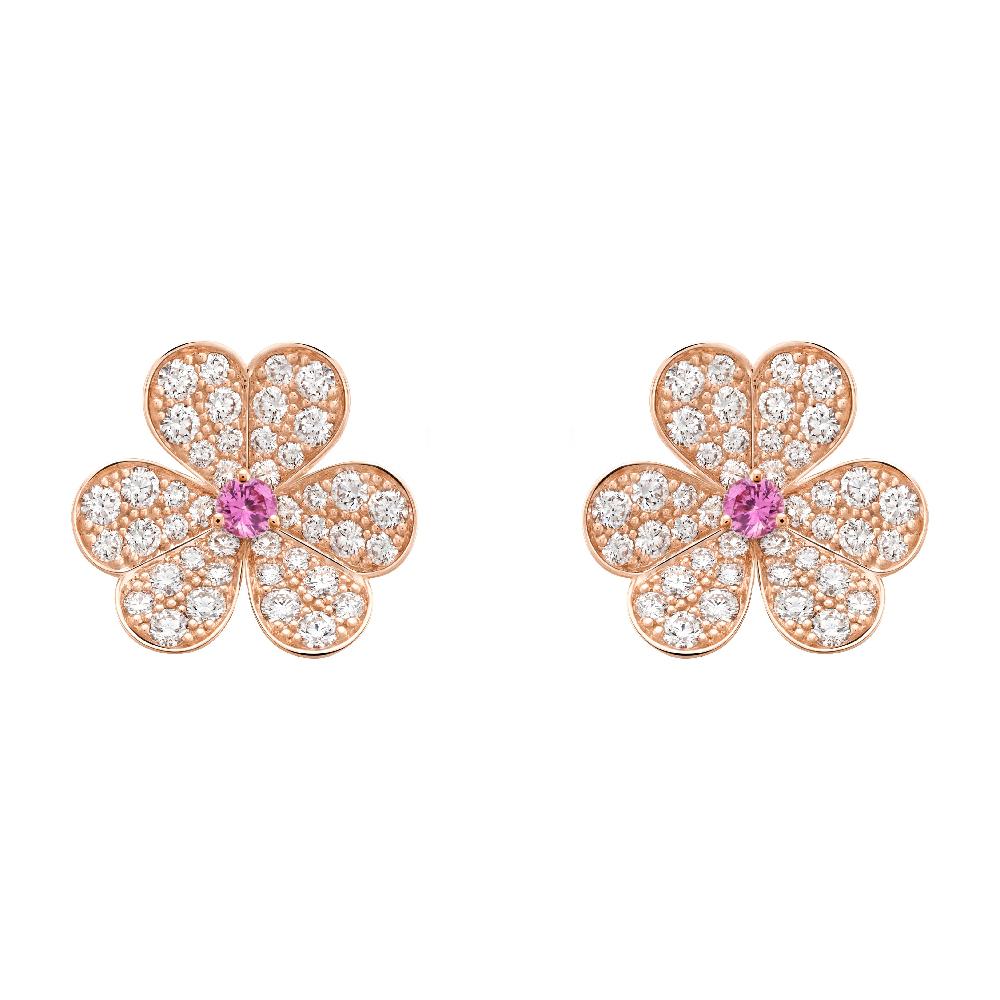 [Plus&Max]FRIVOLE PINK GOLD FLOWER DIAMOND EARRINGS