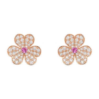 [Plus&Max]FRIVOLE PINK GOLD FLOWER DIAMOND EARRINGS