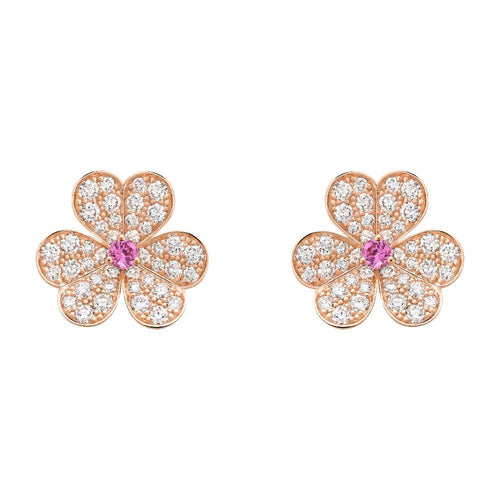 [Plus&Max]FRIVOLE PINK GOLD FLOWER DIAMOND EARRINGS