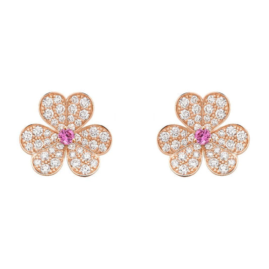 [Plus&Max]FRIVOLE PINK GOLD FLOWER DIAMOND EARRINGS